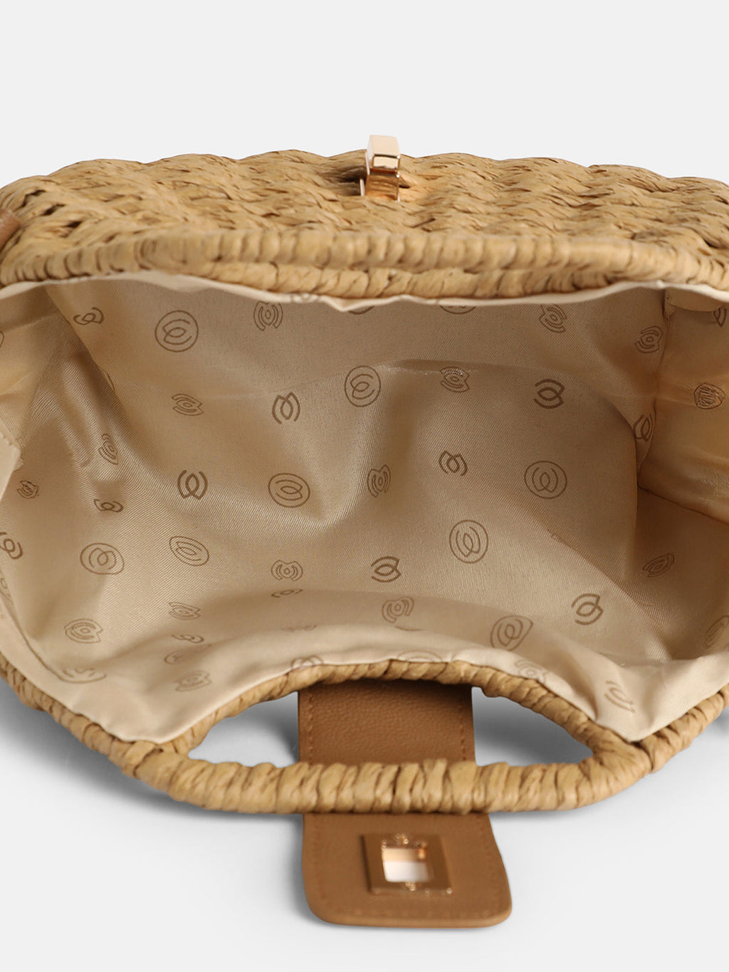 The Straw-Curve Hand Bag - Tan Brown