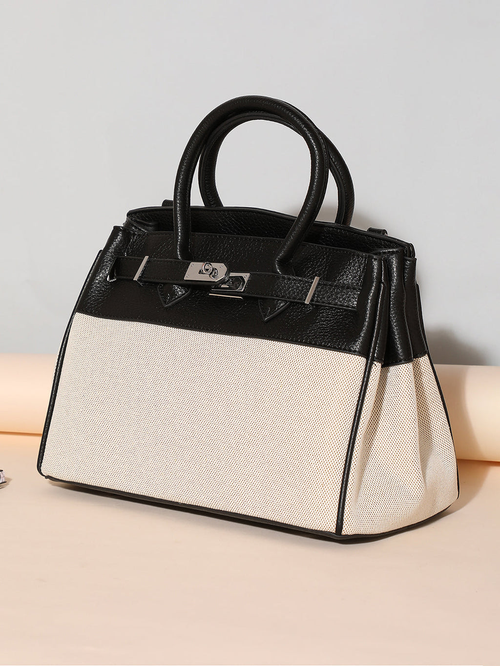 The Panel-Overlap Satchel Bag - Off-White & Obsidian Black