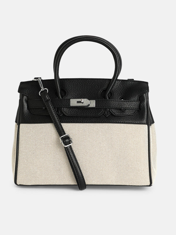 The Panel-Overlap Satchel Bag - Off-White & Obsidian Black