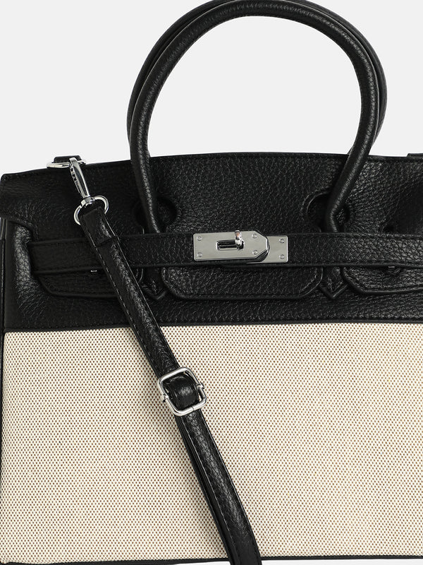 The Panel-Overlap Satchel Bag - Off-White & Obsidian Black