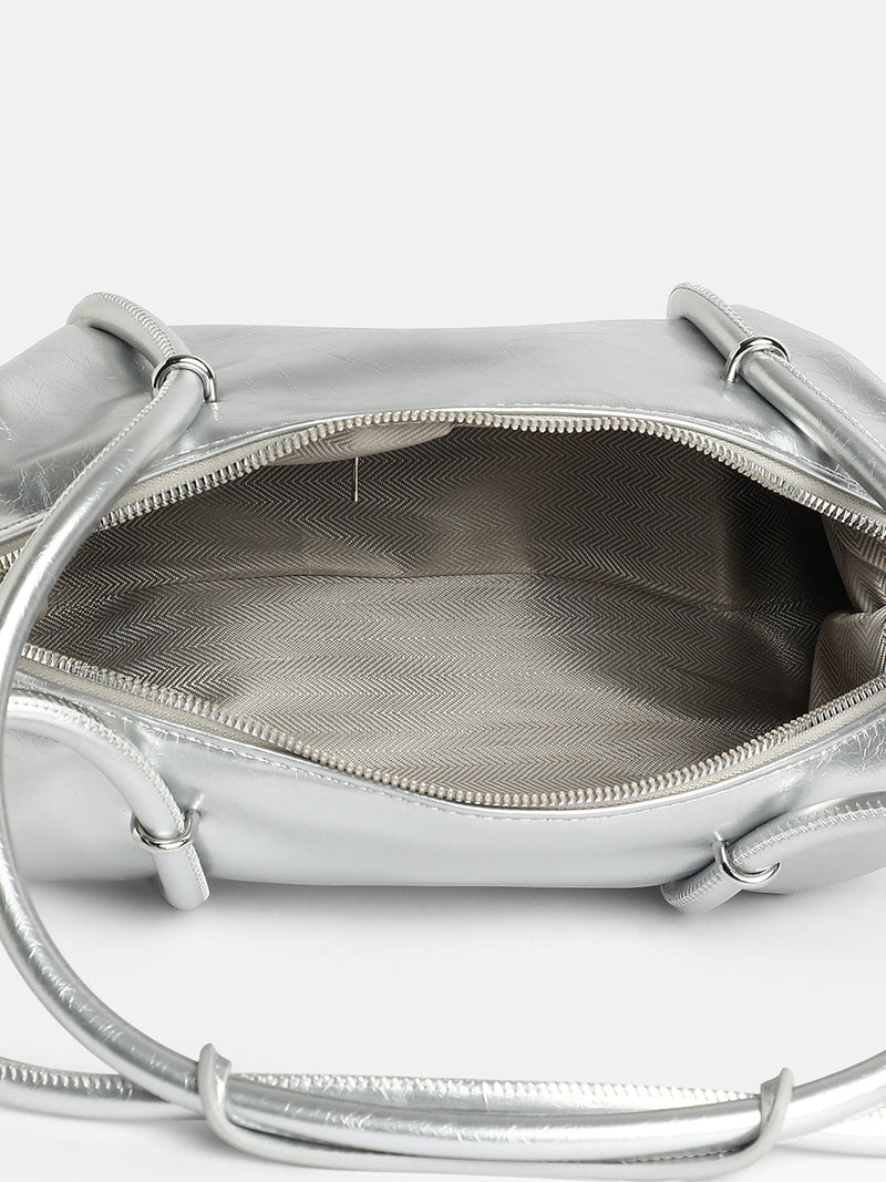 The Bowling Shoulder Bag - Metallic Silver