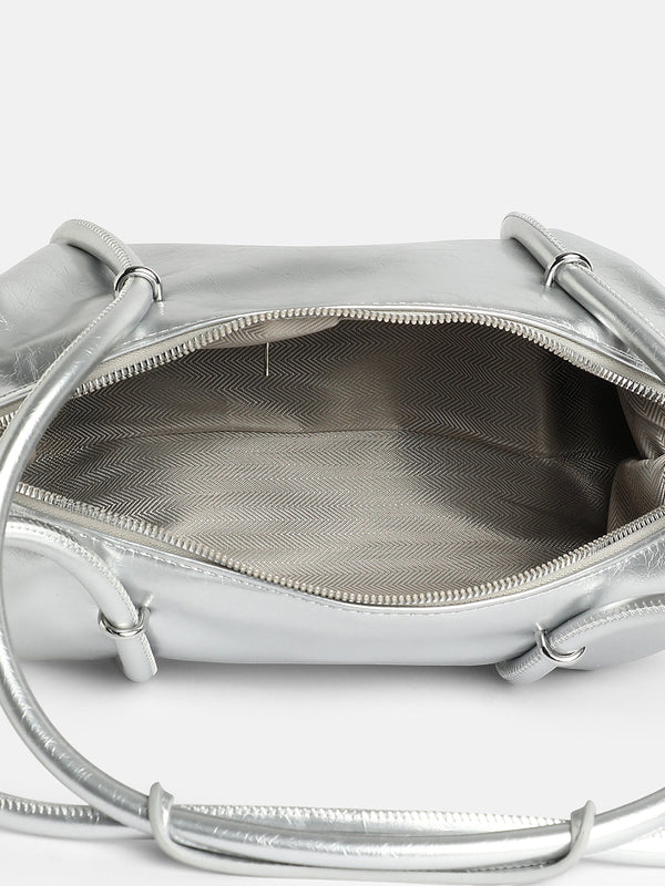 The Bowling Shoulder Bag - Metallic Silver