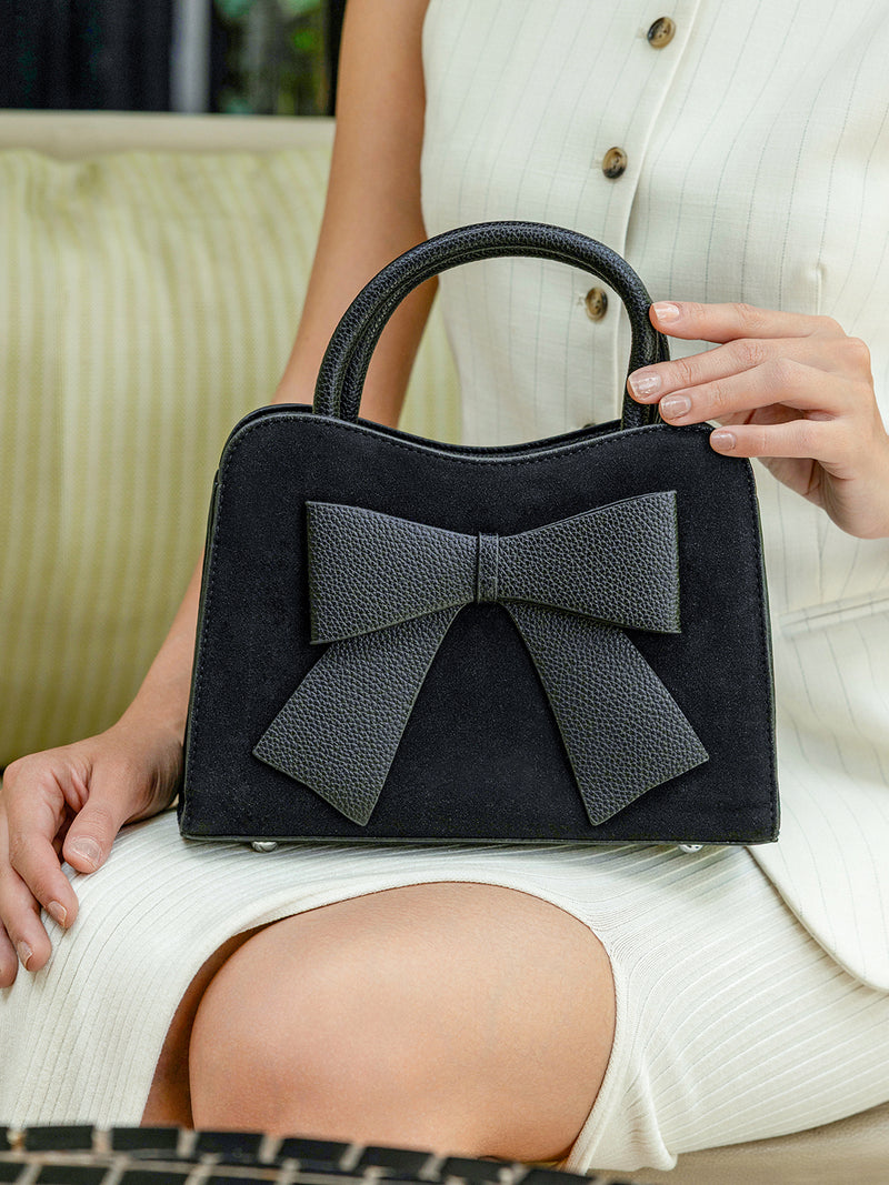 The Noir Structured Hand Bag-Midnight Black