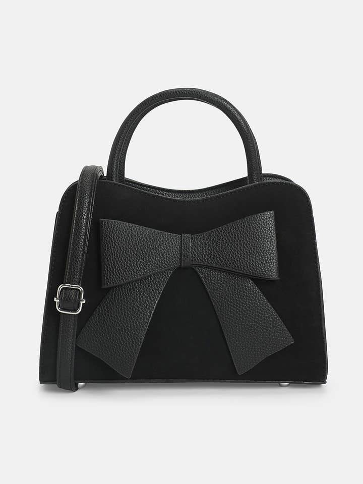 The Noir Structured Hand Bag-Midnight Black