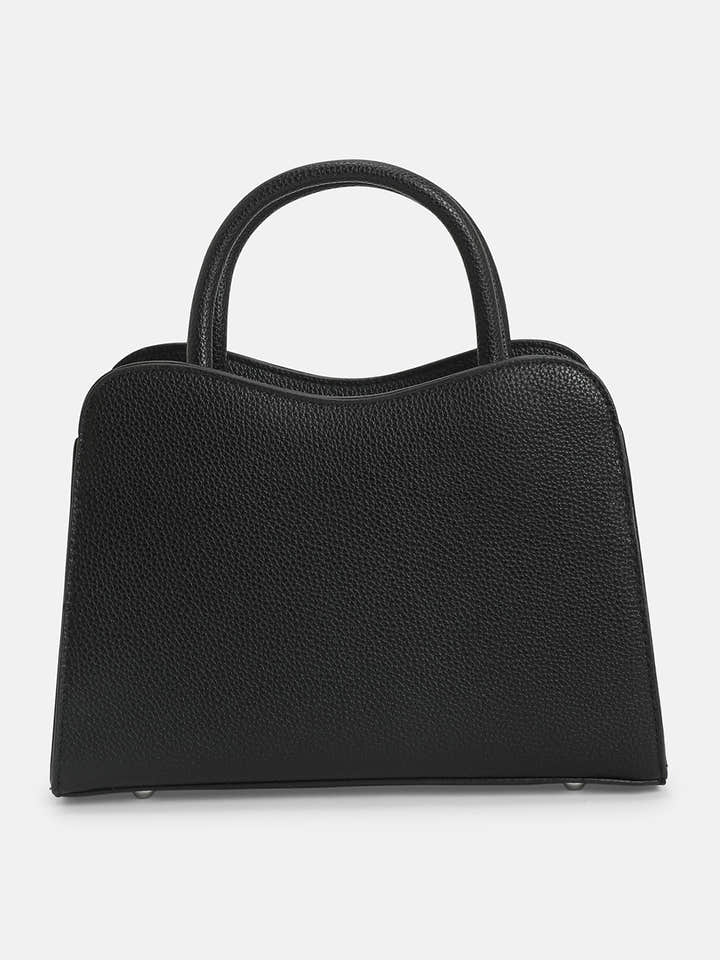 The Noir Structured Hand Bag-Midnight Black