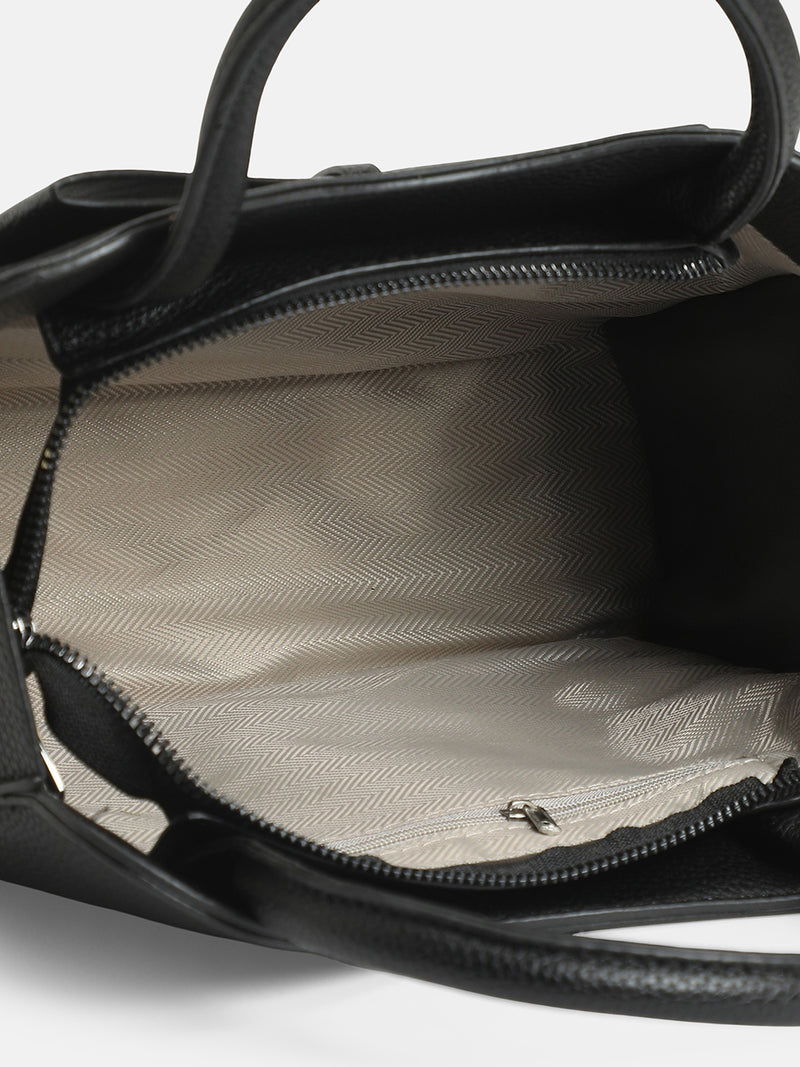 The Noir Structured Hand Bag-Midnight Black