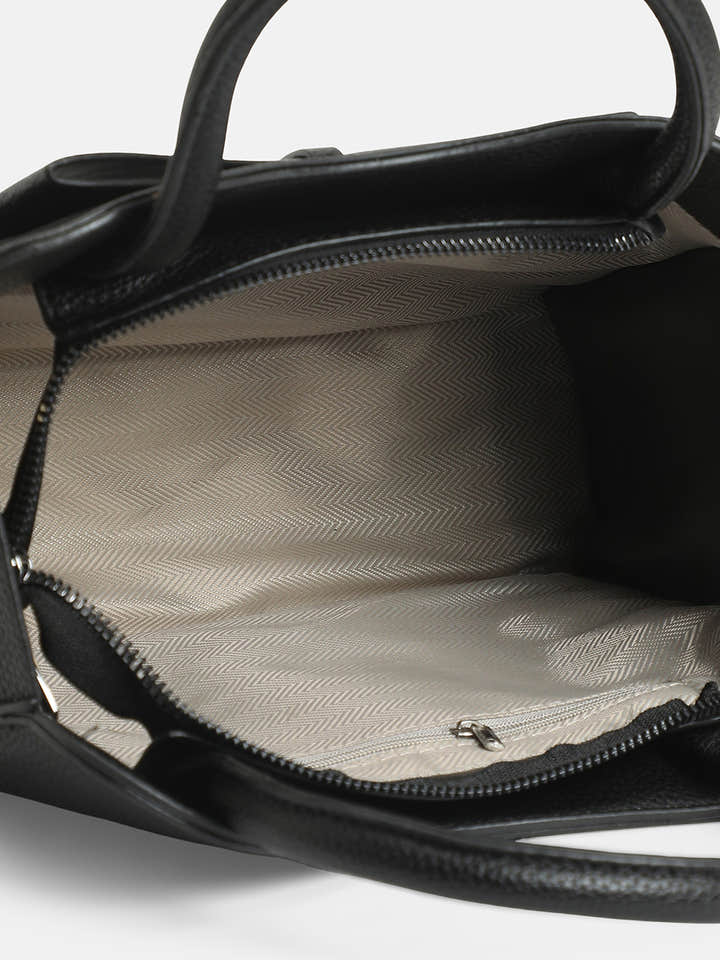 The Noir Structured Hand Bag-Midnight Black
