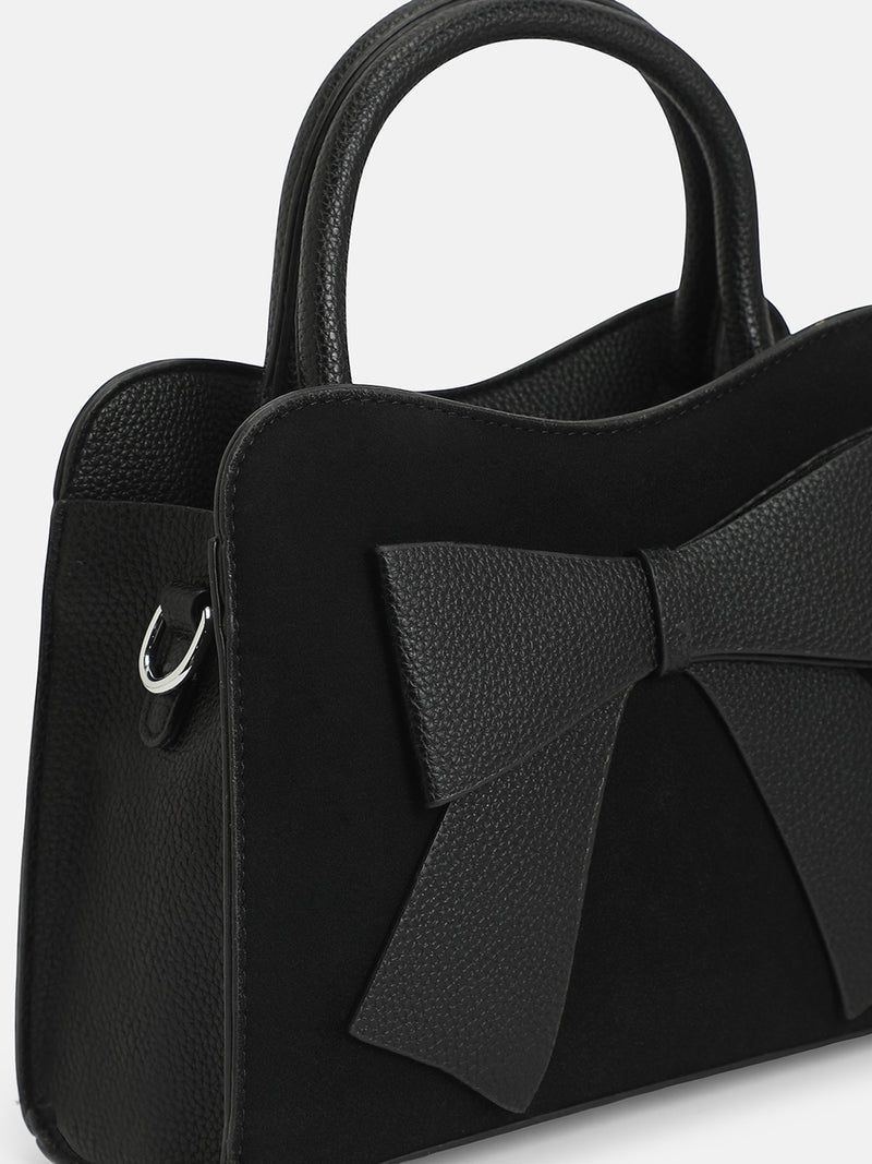 The Noir Structured Hand Bag-Midnight Black