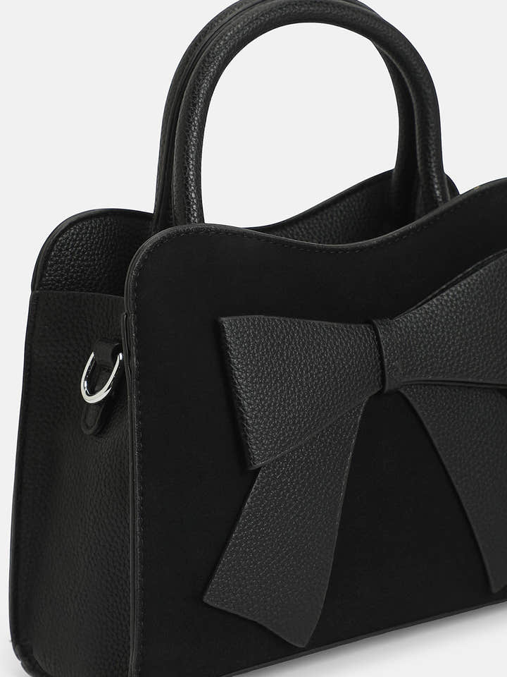 The Noir Structured Hand Bag-Midnight Black