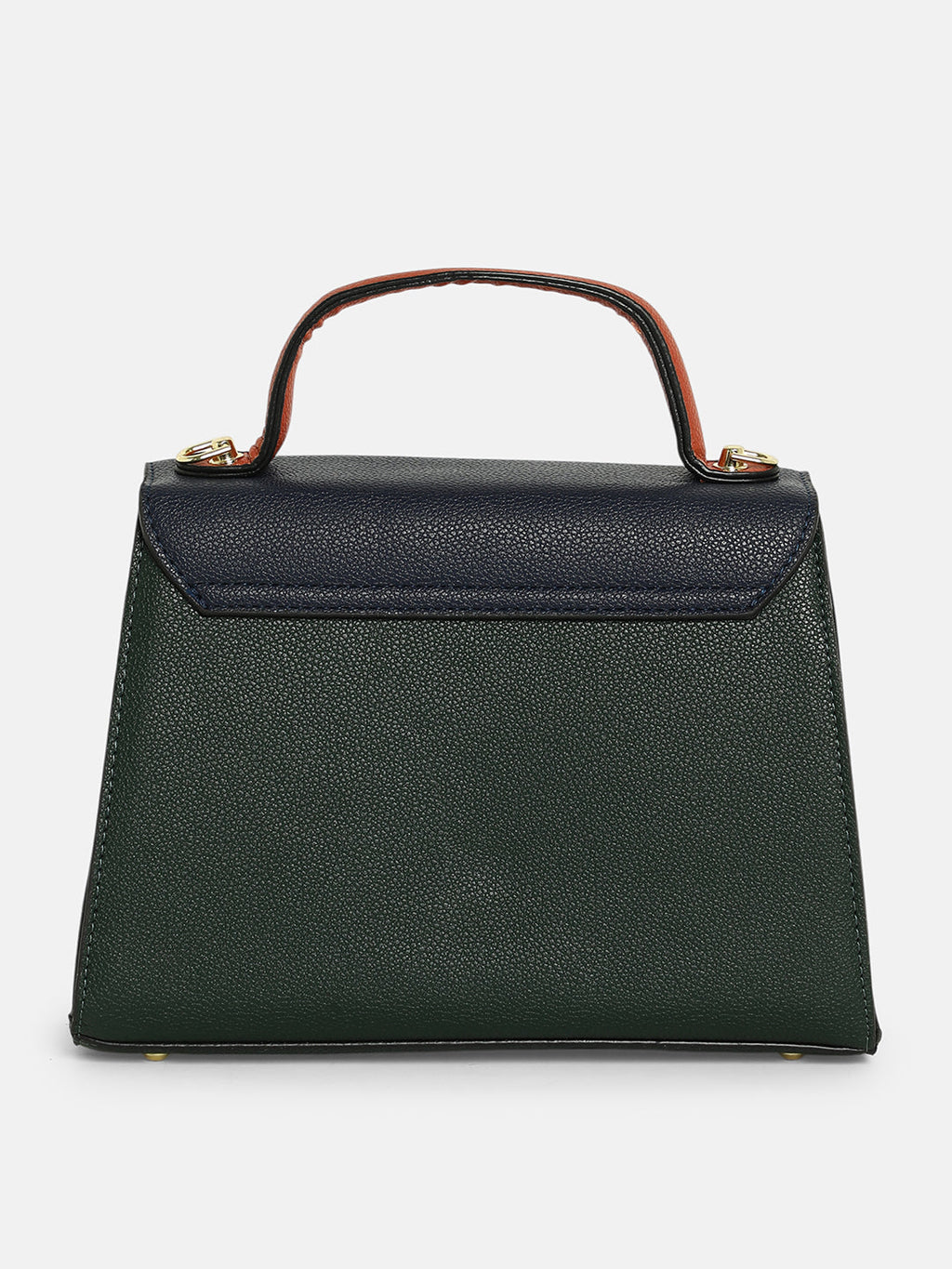 The Curatus Satchel Bag With Pouch - Navy Blue & Emerald Green