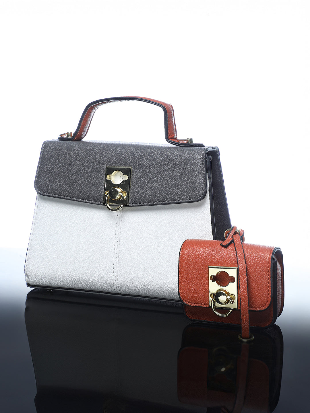 The Curatus Satchel Bag With Pouch - Moon Grey & Chalk White