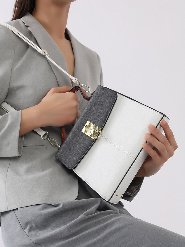 The Curatus Satchel Bag With Pouch - Moon Grey & Chalk White
