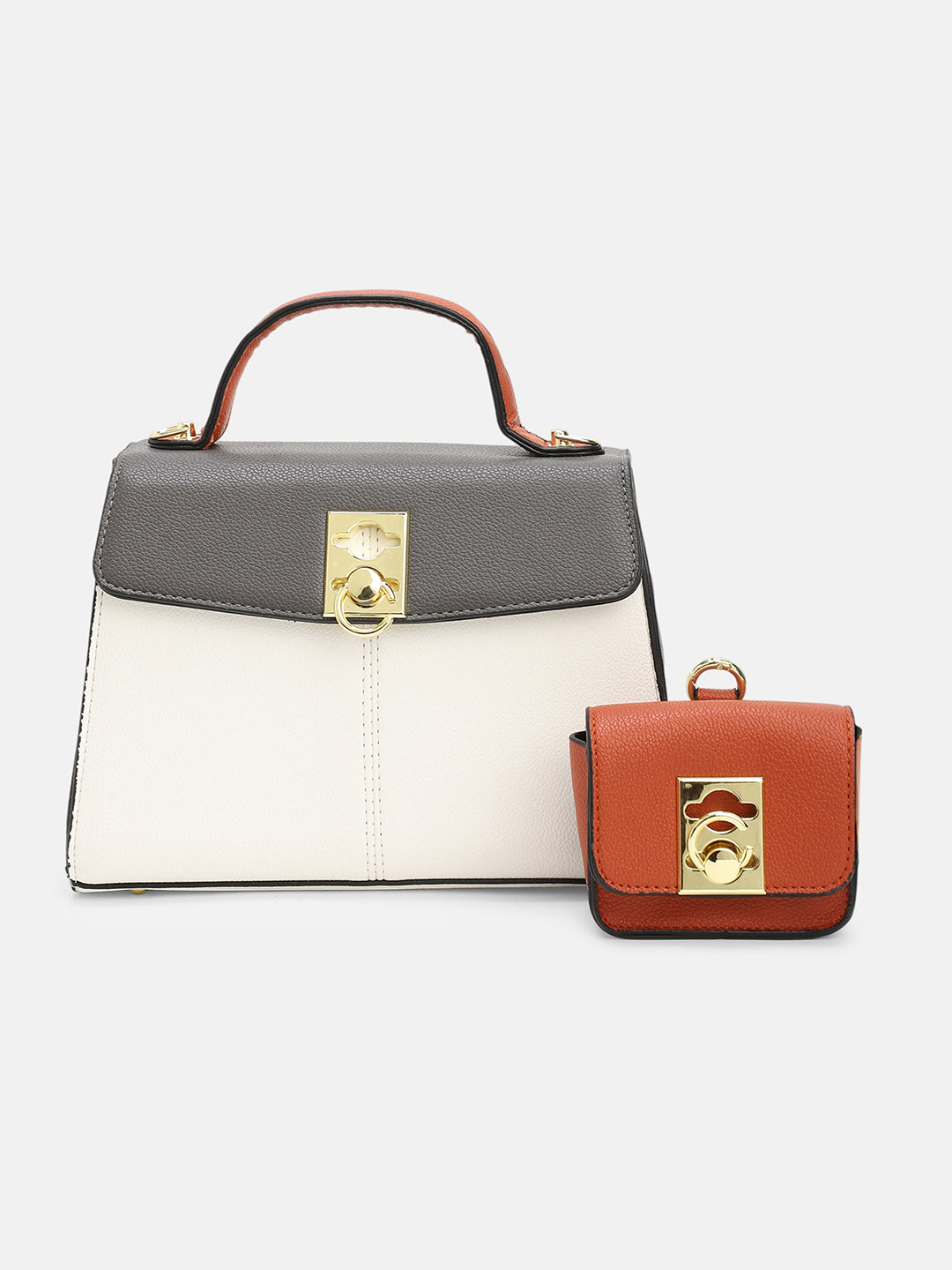 The Curatus Satchel Bag With Pouch - Moon Grey & Chalk White