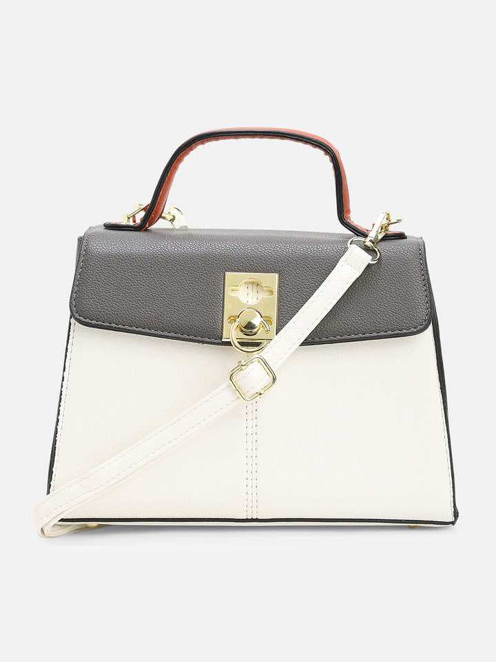 The Curatus Satchel Bag With Pouch - Moon Grey & Chalk White