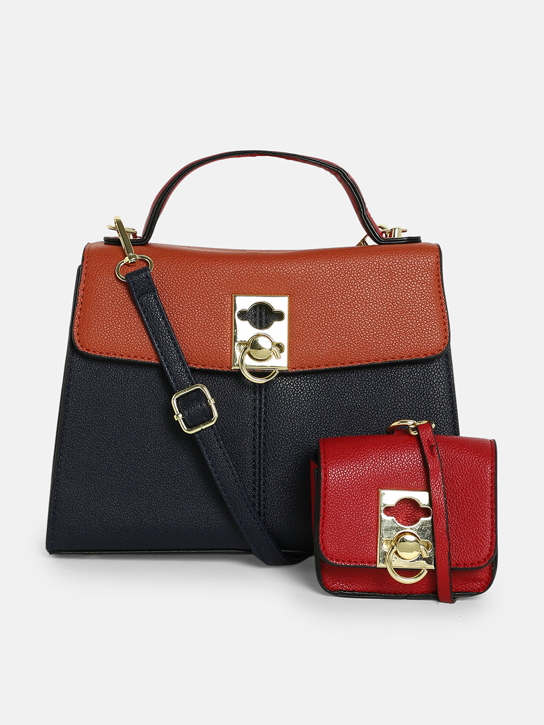 The Curatus Satchel Bag With Pouch - Sienna Brown & Obsidian Black