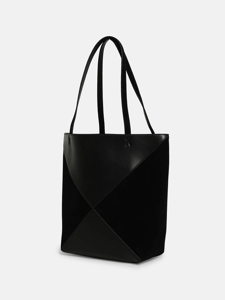 The Veloure Tote Bag With Pouch - Onyx Black