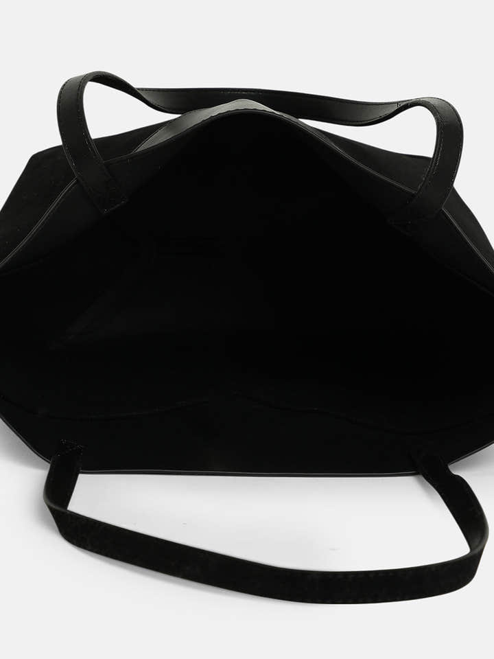 The Veloure Tote Bag With Pouch - Onyx Black