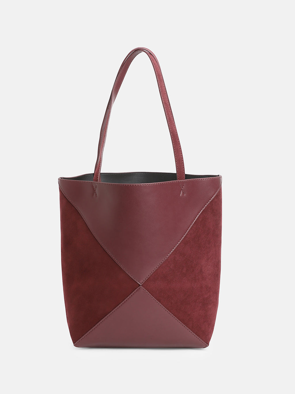 The Veloure Tote Bag With Pouch - Burgundy Red