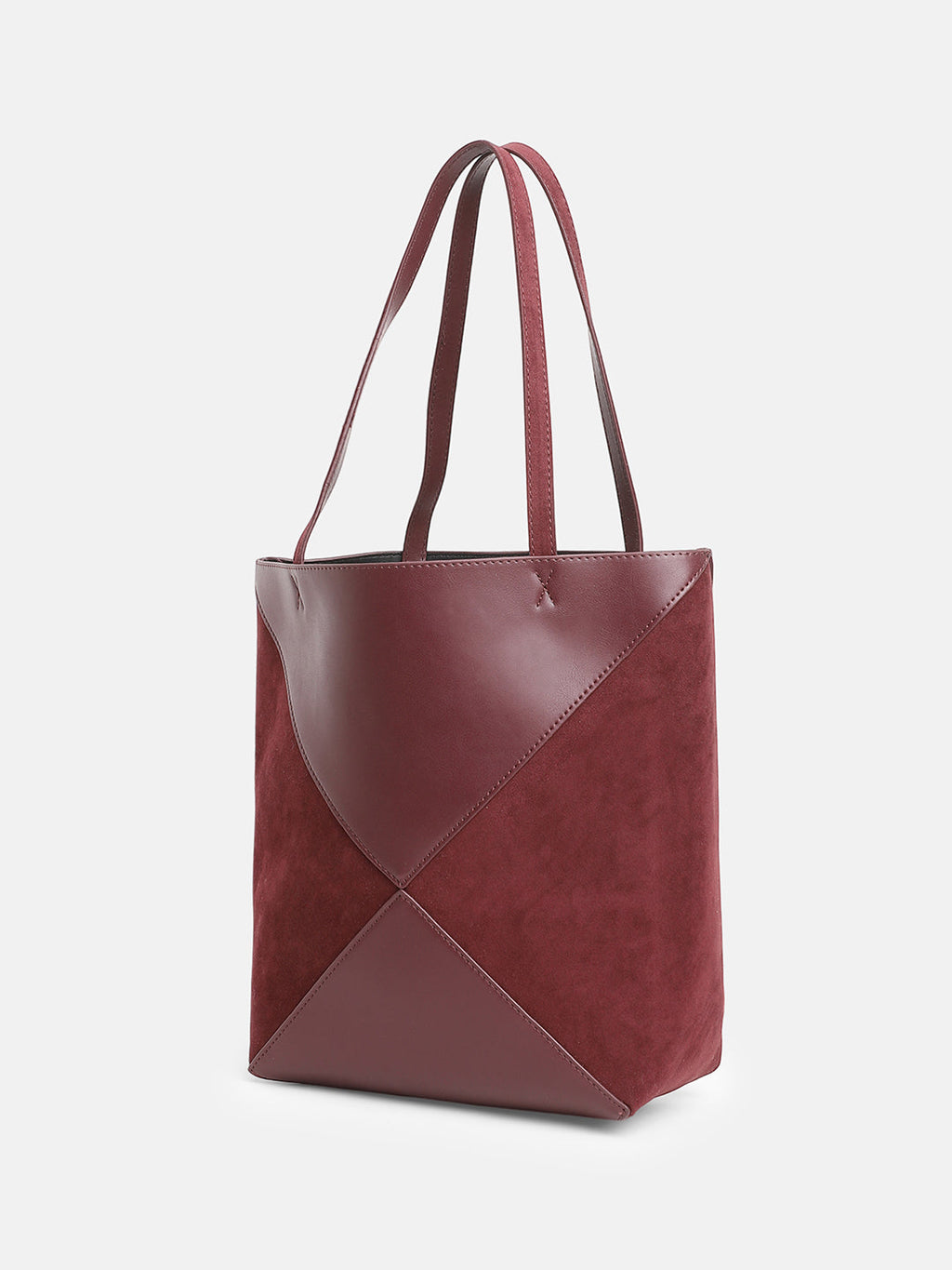 The Veloure Tote Bag With Pouch - Burgundy Red