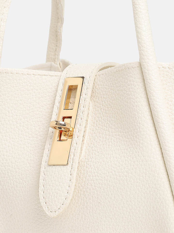 The Galleria Hand Bag With Pouch - Ivory White