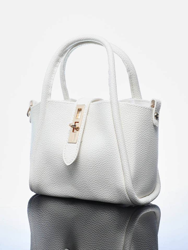 The Galleria Hand Bag With Pouch - Ivory White