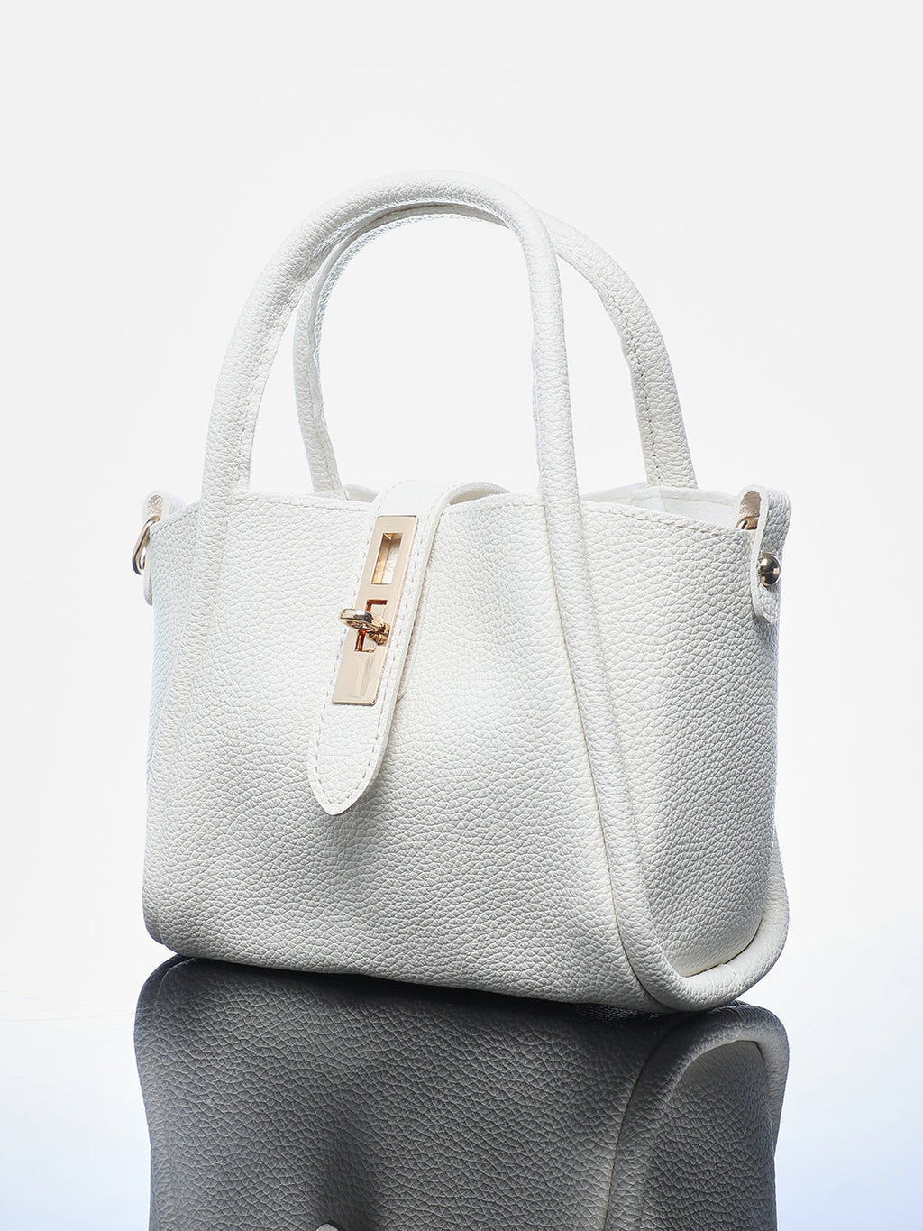 The Galleria Hand Bag With Pouch - Ivory White