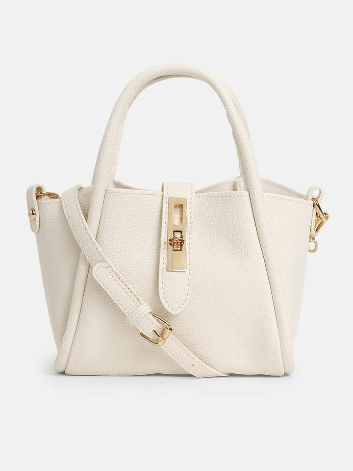 The Galleria Hand Bag With Pouch - Ivory White
