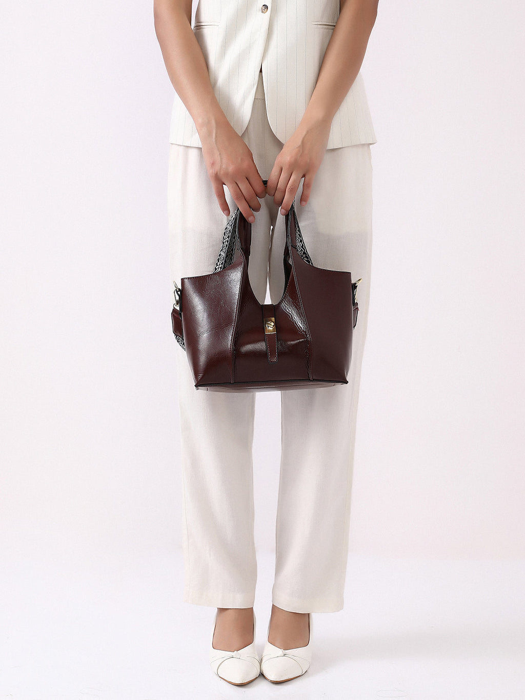The Foldara Hand Bag With Pouch - Mocha Brown