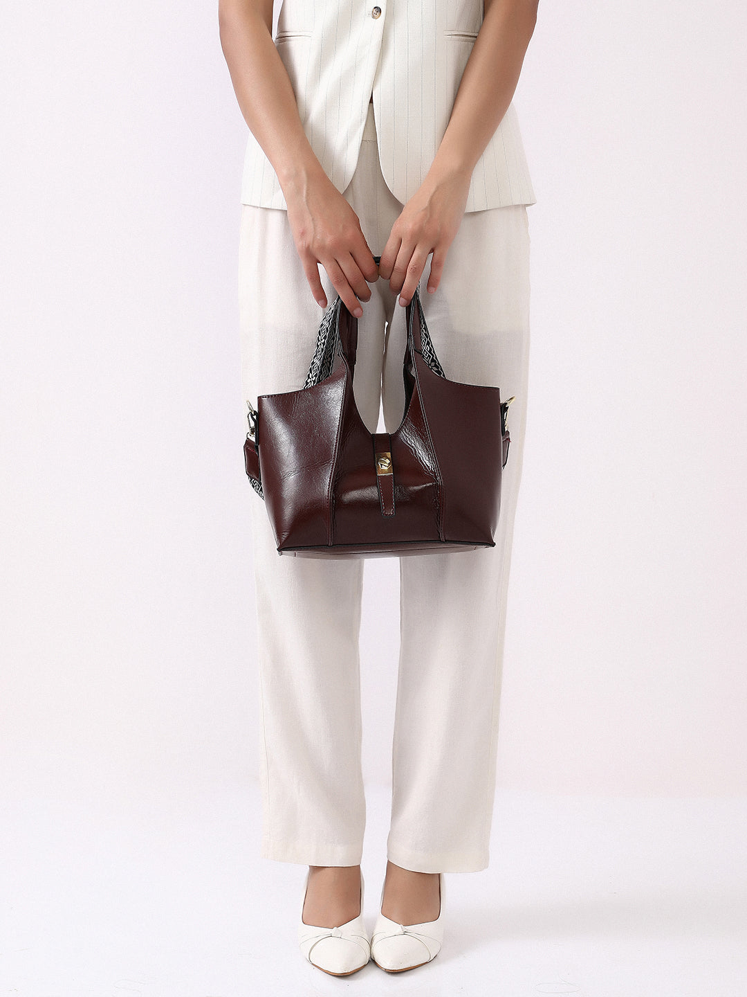 The Foldara Hand Bag With Pouch - Mocha Brown