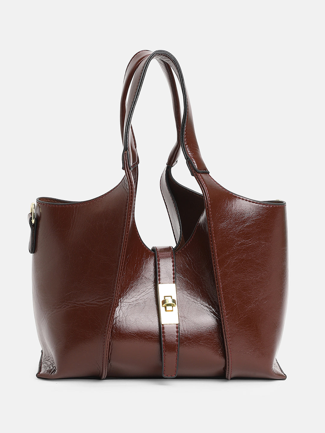 The Foldara Hand Bag With Pouch - Mocha Brown