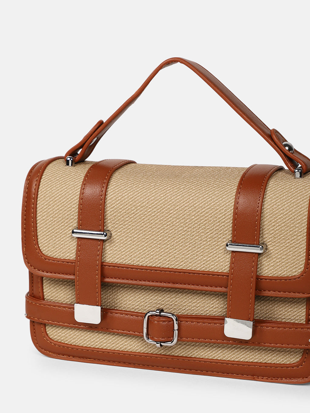 The Linea-Block Hand Bag - Tan Brown