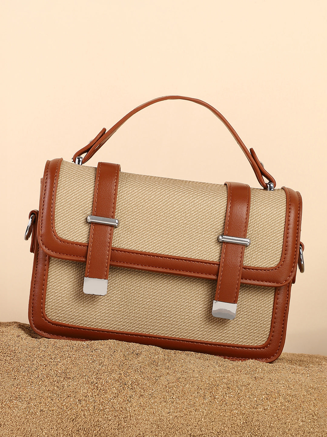The Linea-Block Hand Bag - Tan Brown