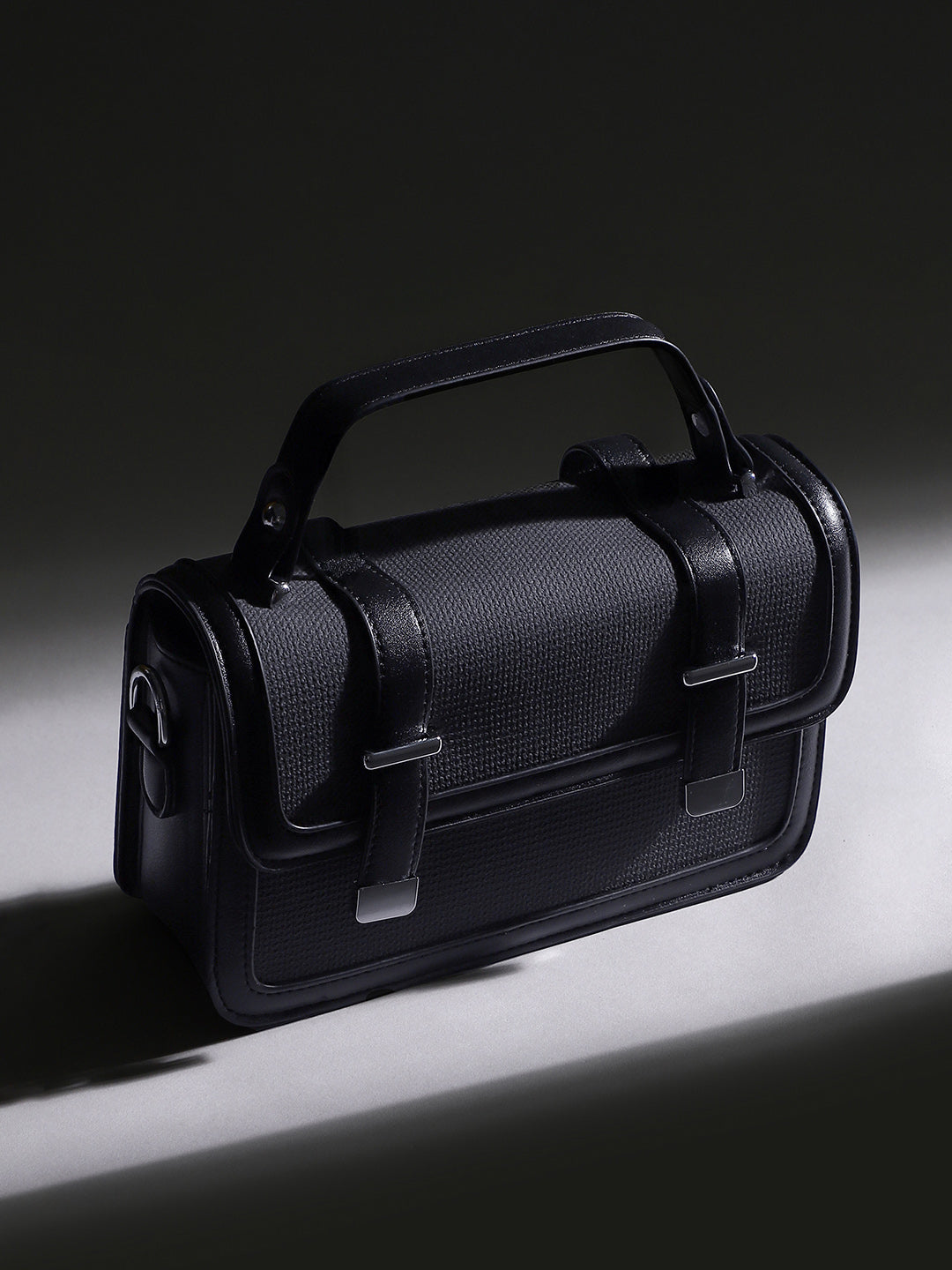 The Linea-Block Hand Bag - Onyx Black
