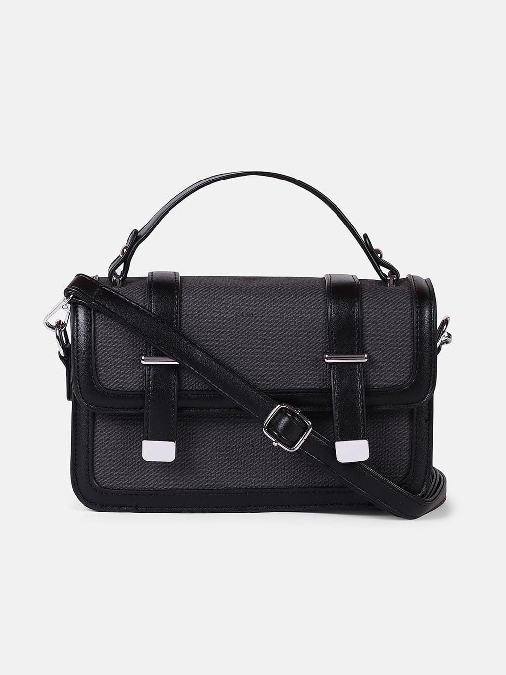 The Linea-Block Hand Bag - Onyx Black