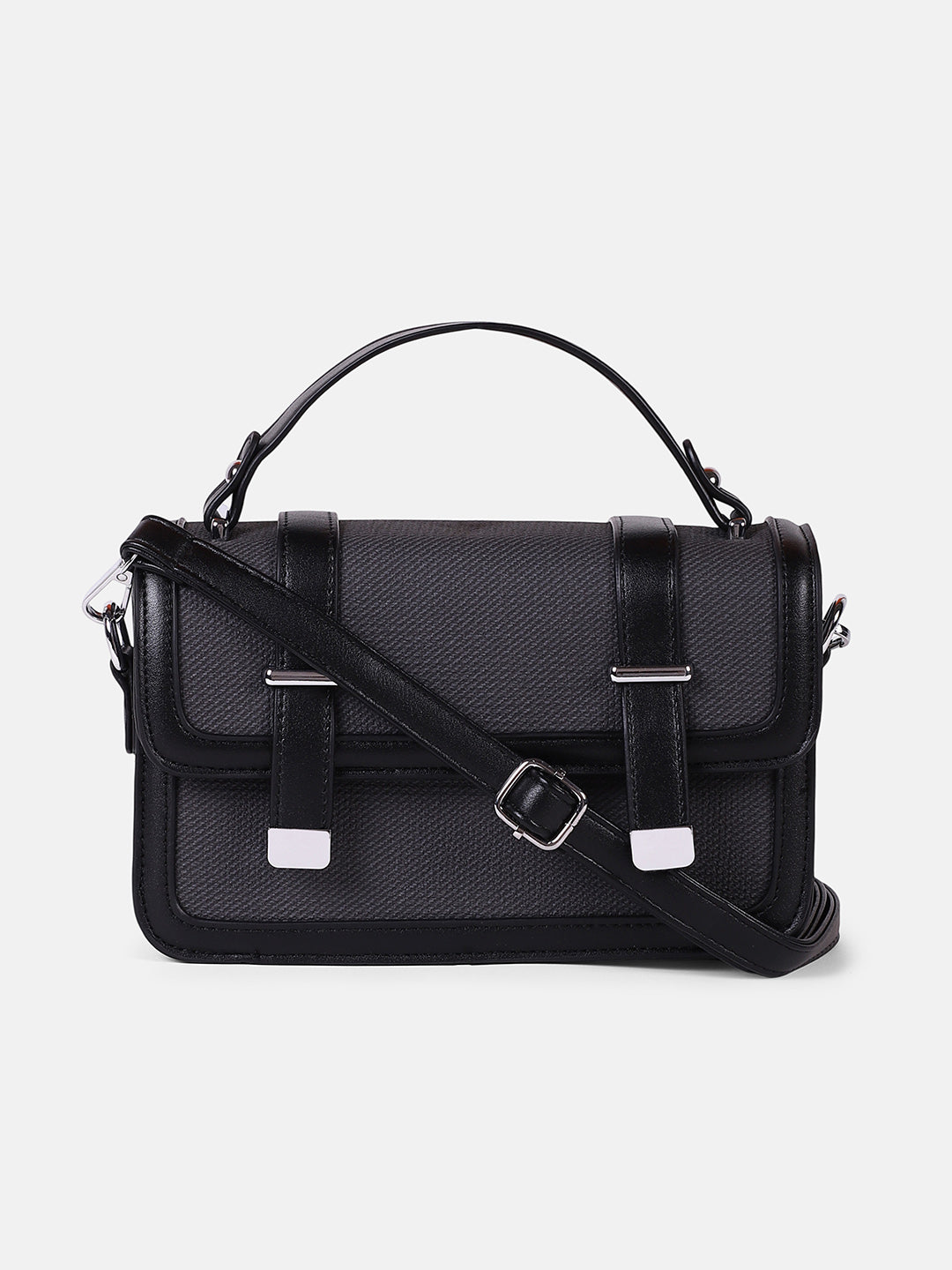 The Linea-Block Hand Bag - Onyx Black