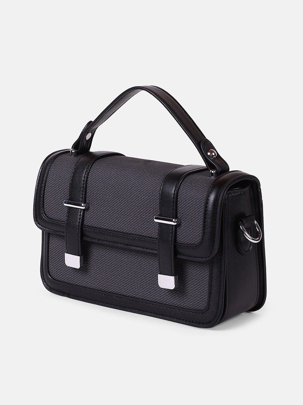 The Linea-Block Hand Bag - Onyx Black