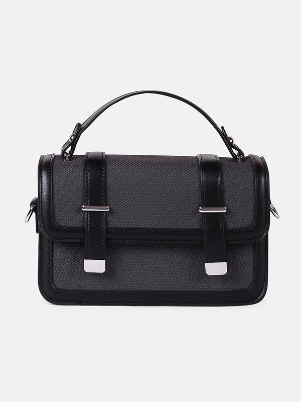 The Linea-Block Hand Bag - Onyx Black