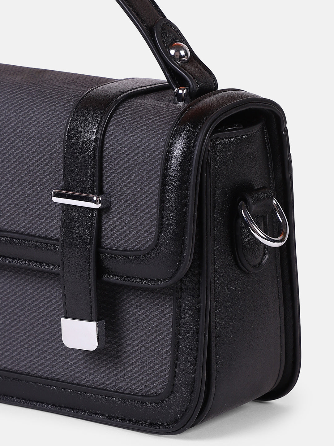 The Linea-Block Hand Bag - Onyx Black