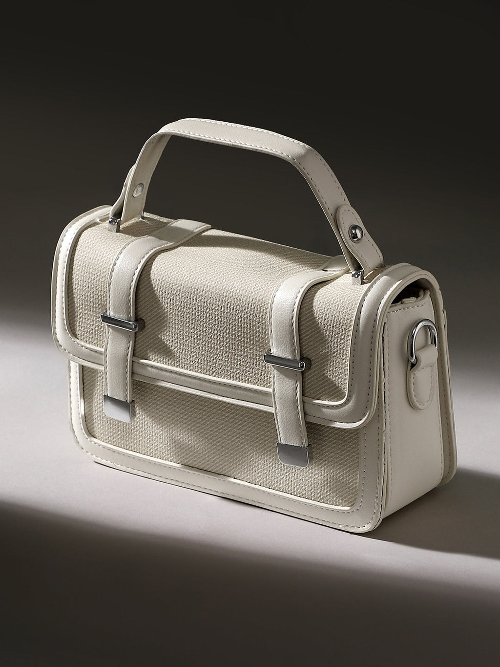 The Linea-Block Hand Bag - Cream White
