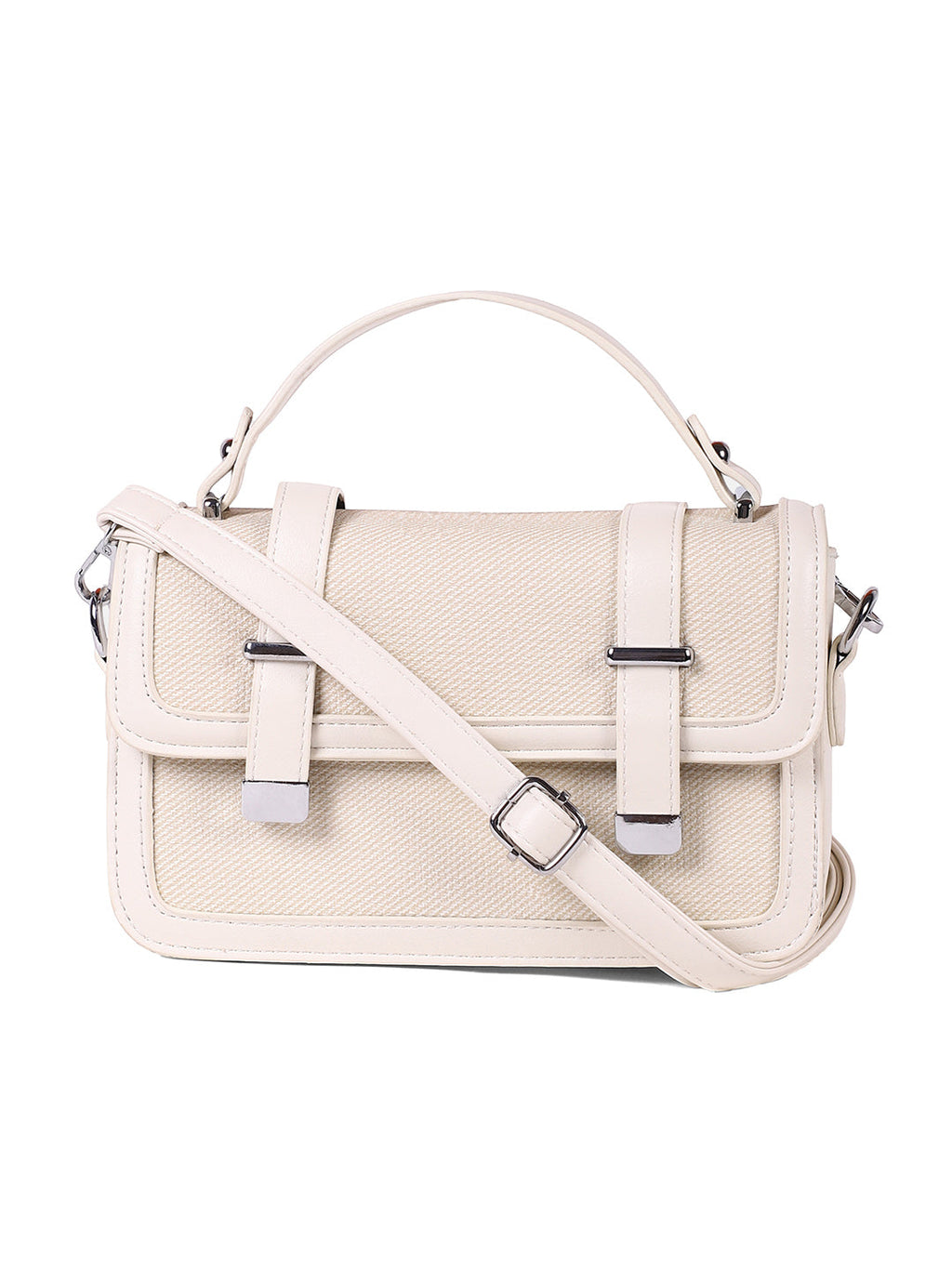 The Linea-Block Hand Bag - Cream White