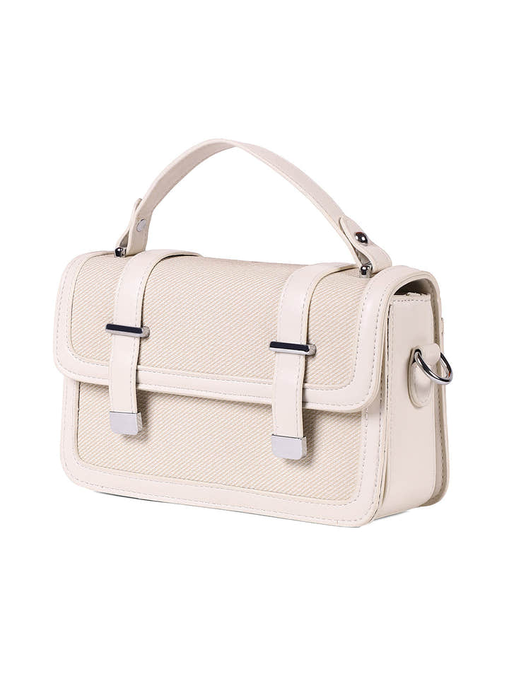 The Linea-Block Hand Bag - Cream White