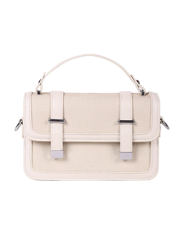 The Linea-Block Hand Bag - Cream White