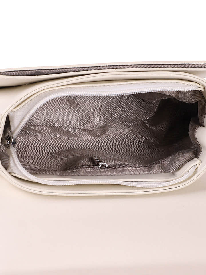 The Linea-Block Hand Bag - Cream White