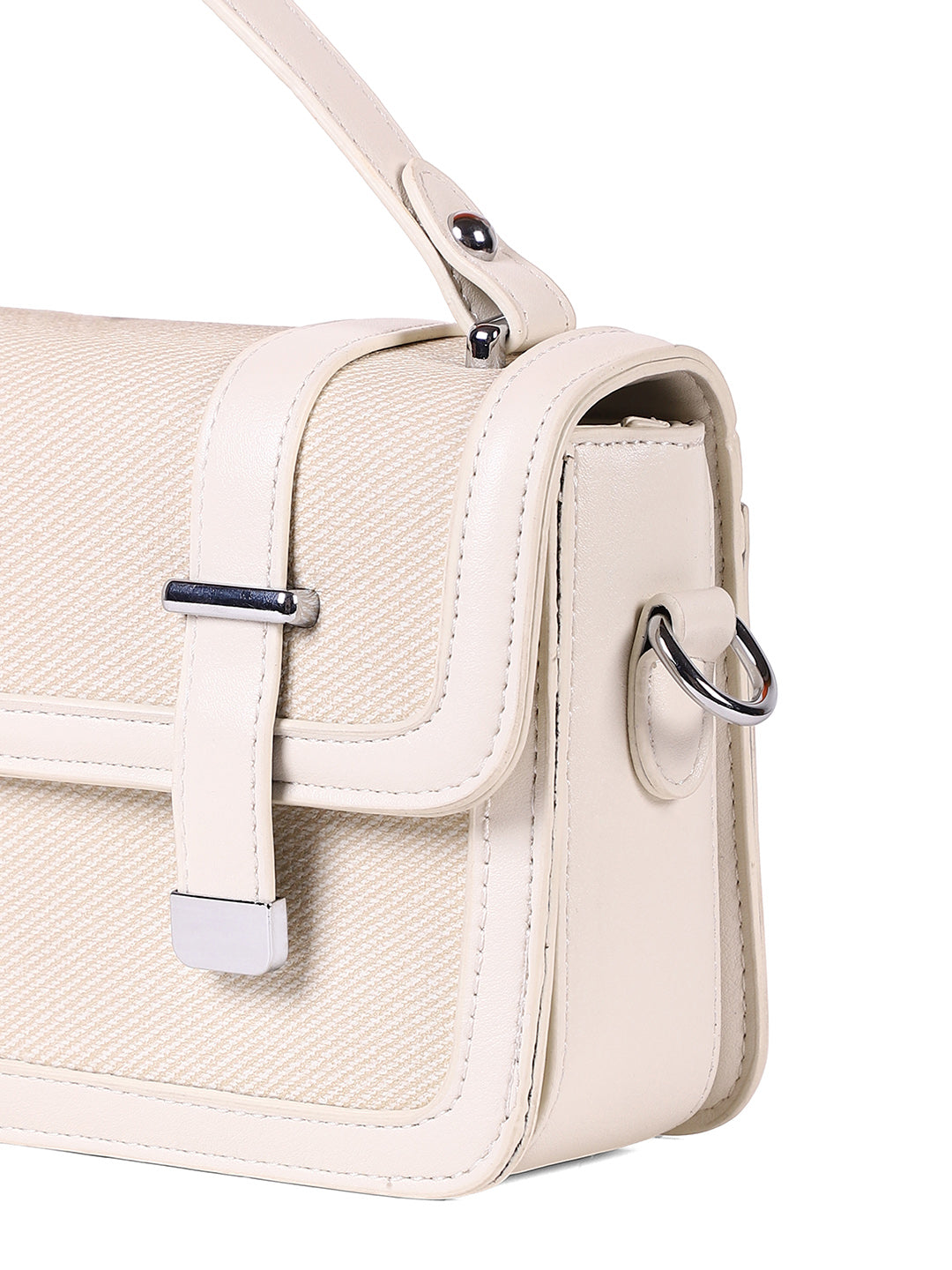 The Linea-Block Hand Bag - Cream White