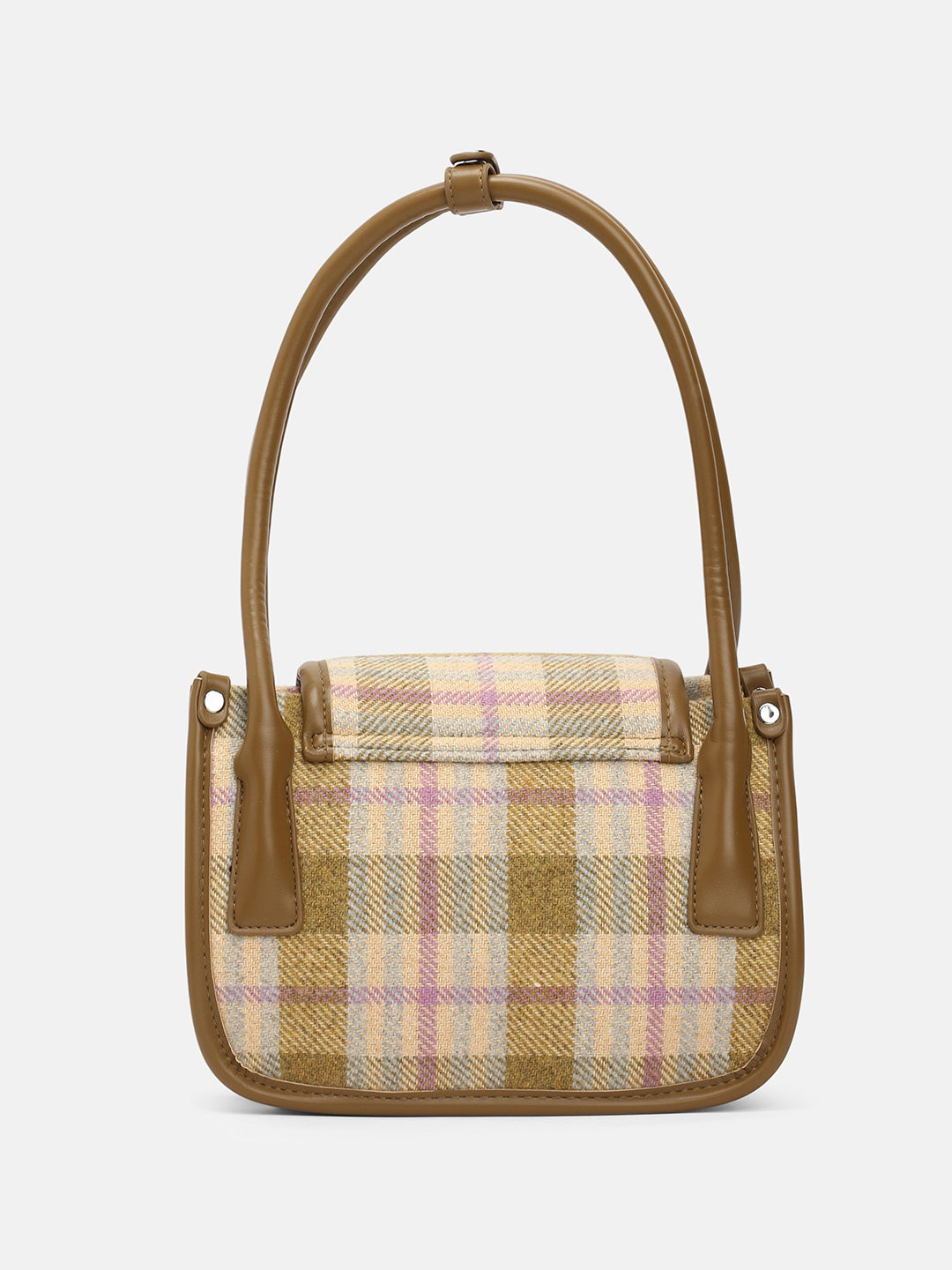 The Tartan Shoulder Bag - Tan Brown & Yellow Ochre