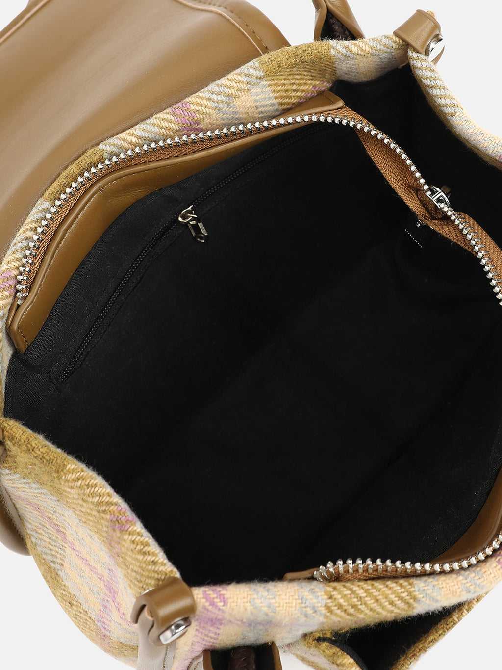 The Tartan Shoulder Bag - Tan Brown & Yellow Ochre