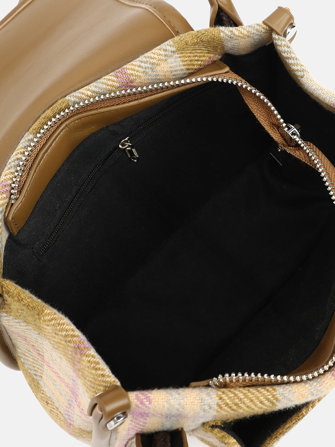 The Tartan Shoulder Bag - Tan Brown & Yellow Ochre