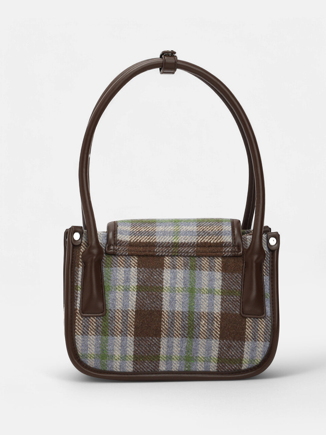 The Tartan Shoulder Bag - Chocolate Brown & Cornflower Blue