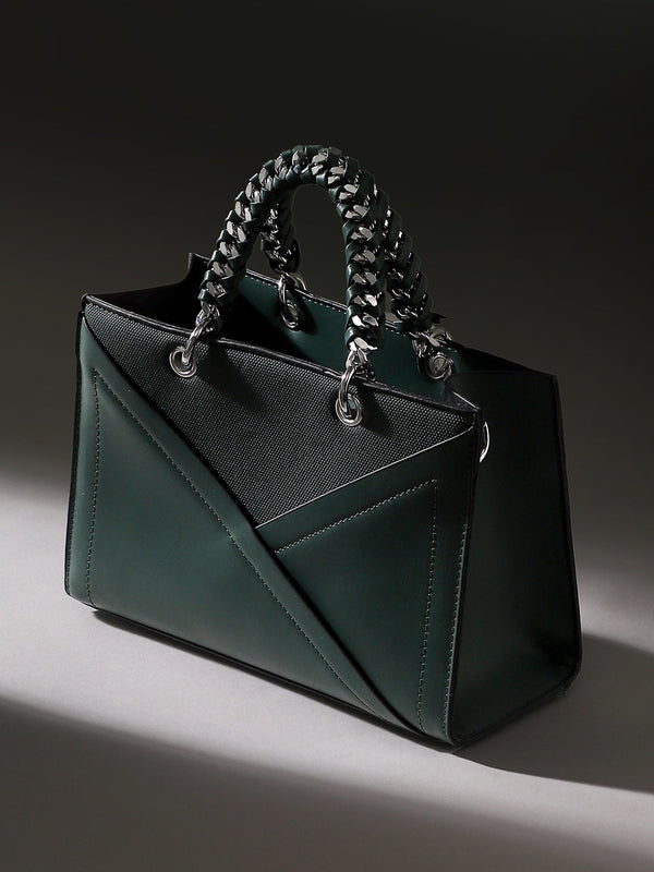 The Overlap-Chainlink Hand Bag - Emerald Green