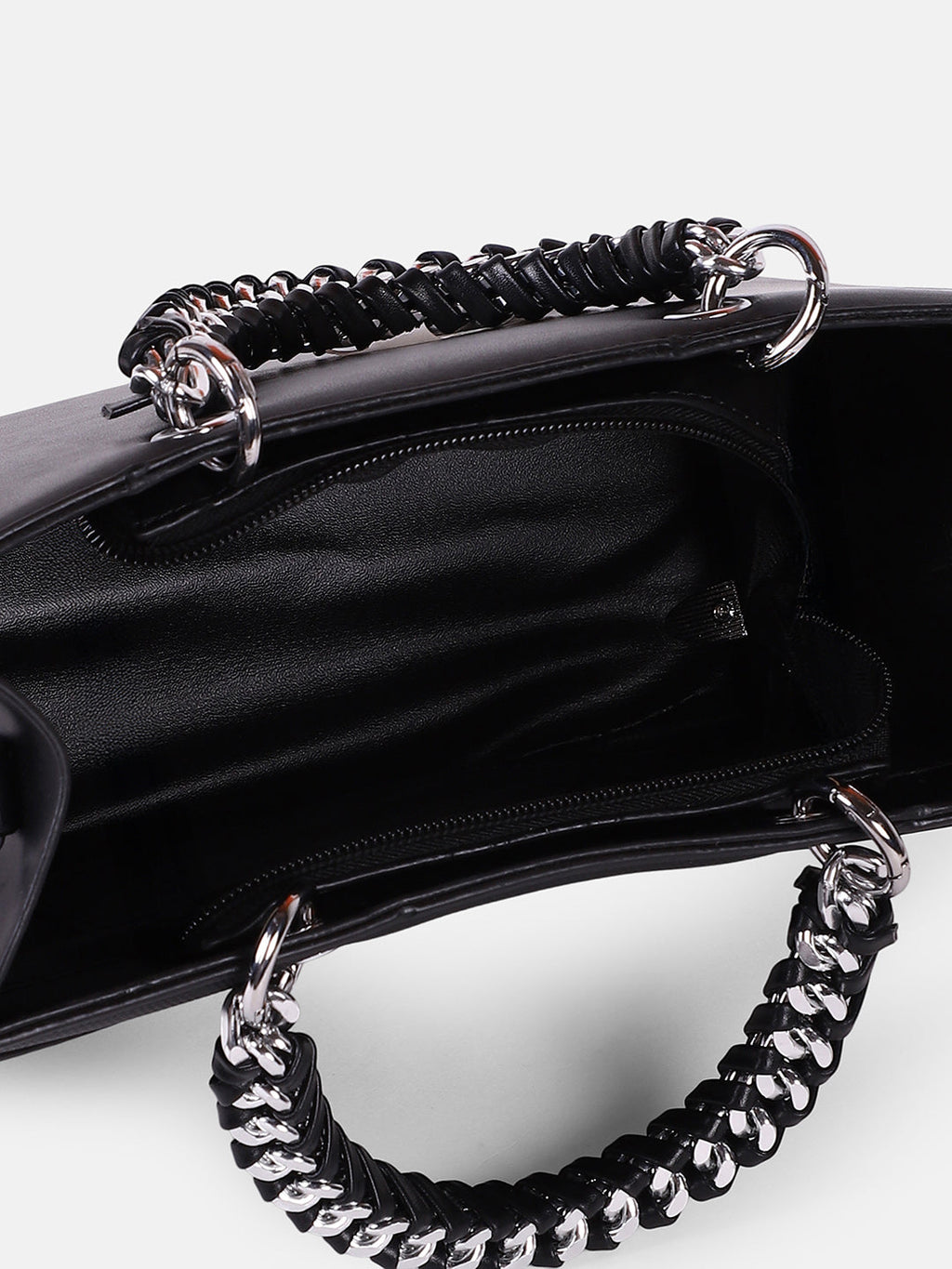 The Overlap-Chainlink Hand Bag - Onyx Black